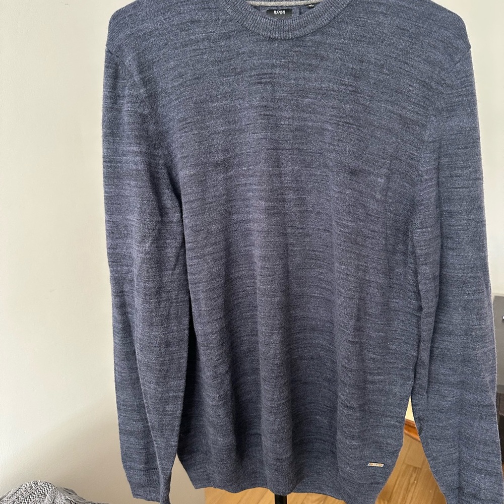 Hugo Boss Men's Crewneck Pure Cashmere Sweater XL Navy Charcoal